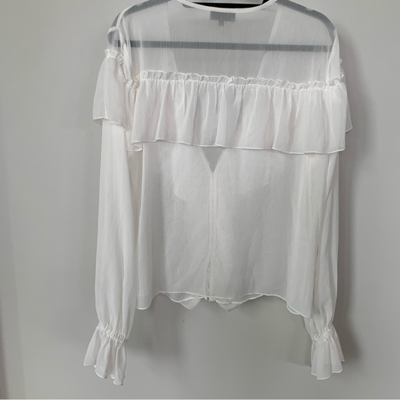 Majorelle Cream Sheer Top with Ruffle Detail Size XL - Picture 3 of 9